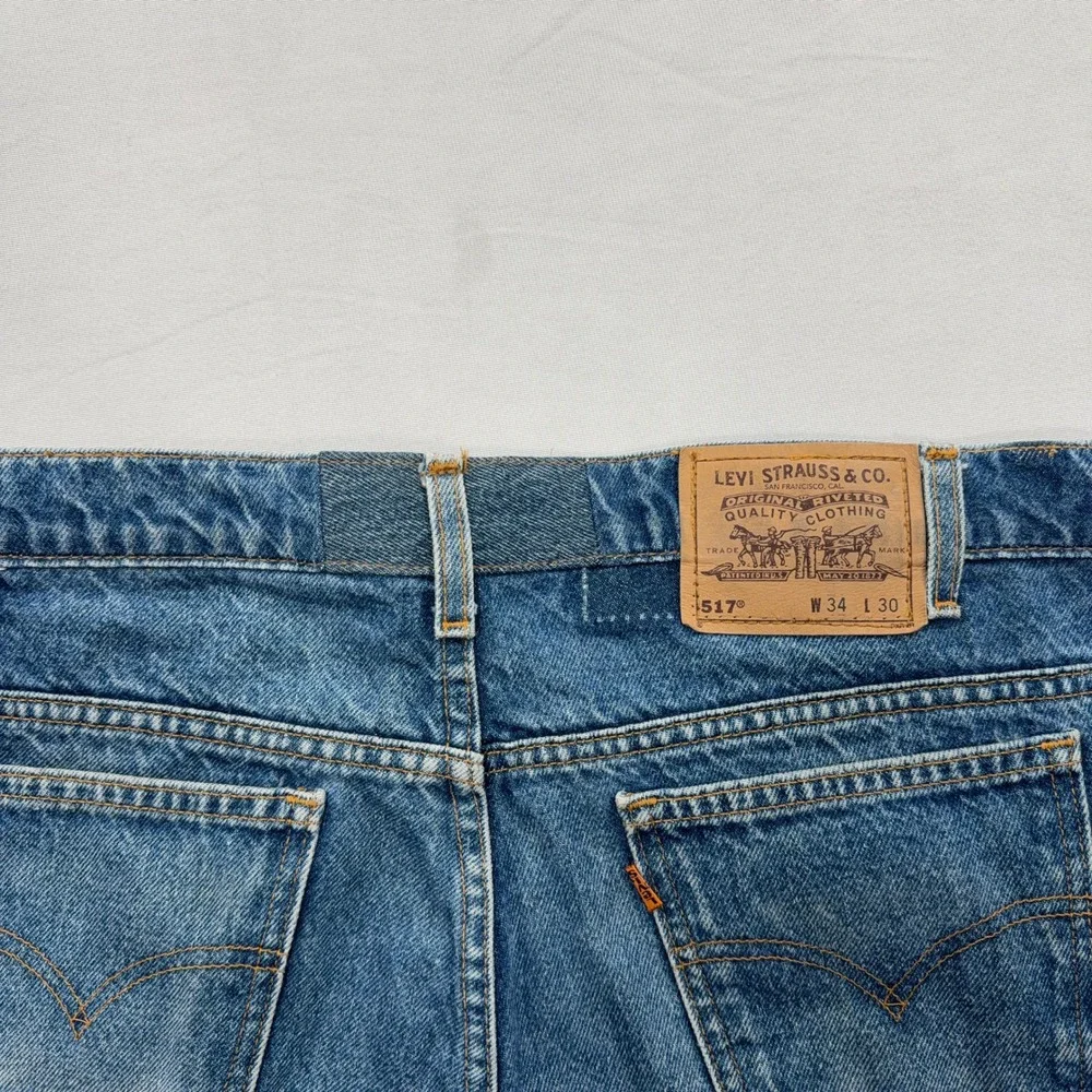 Levi's Jeans 517 Orange Tab Vintage 90s Made in USA Blue Denim Mens W34 L30